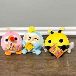 Zuru Snackles Plush Lot of 3 Toucan Sloth Bumblebee Haribo Fruit-tella 4.5 inch